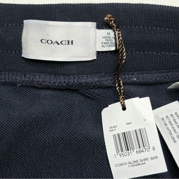 COACH A-Line Short Mini Skirt Navy White Logo - Picture 8 of 10